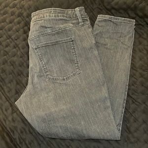 Black 16/33R faded jeans.
